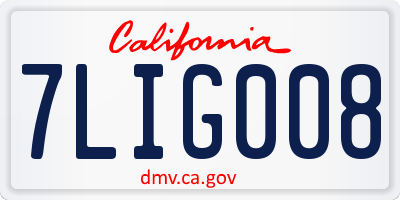 CA license plate 7LIG008