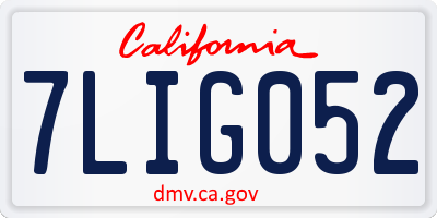CA license plate 7LIG052