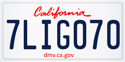 CA license plate 7LIG070