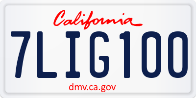 CA license plate 7LIG100