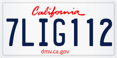CA license plate 7LIG112