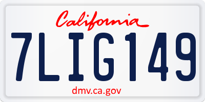 CA license plate 7LIG149