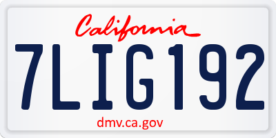 CA license plate 7LIG192