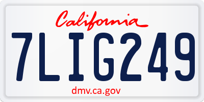 CA license plate 7LIG249