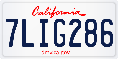 CA license plate 7LIG286