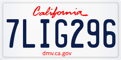 CA license plate 7LIG296