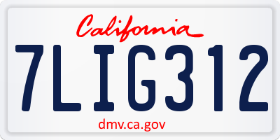 CA license plate 7LIG312