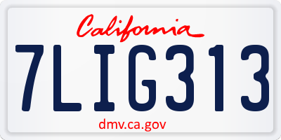 CA license plate 7LIG313