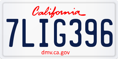 CA license plate 7LIG396