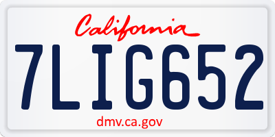 CA license plate 7LIG652