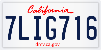 CA license plate 7LIG716