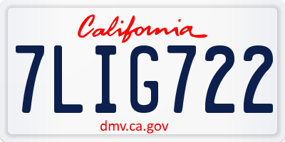 CA license plate 7LIG722