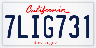 CA license plate 7LIG731