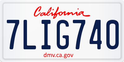 CA license plate 7LIG740