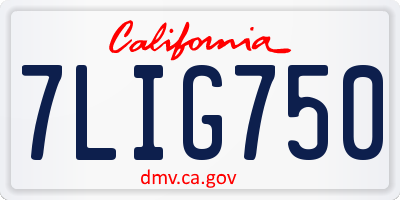 CA license plate 7LIG750