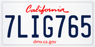 CA license plate 7LIG765