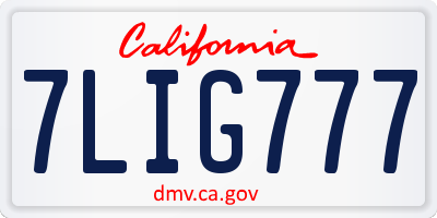 CA license plate 7LIG777