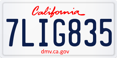 CA license plate 7LIG835