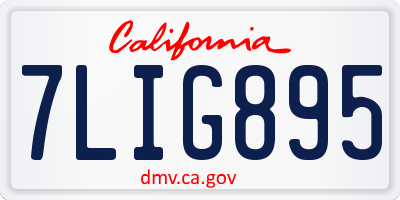 CA license plate 7LIG895