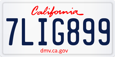 CA license plate 7LIG899