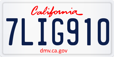 CA license plate 7LIG910