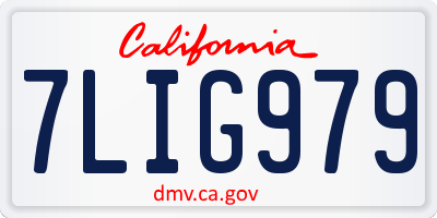 CA license plate 7LIG979