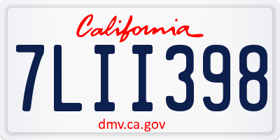 CA license plate 7LII398