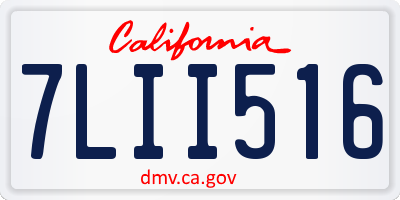 CA license plate 7LII516