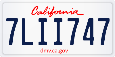CA license plate 7LII747