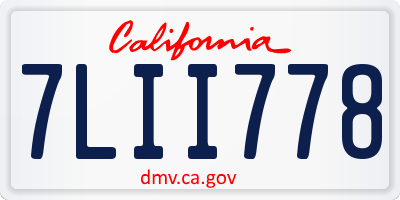 CA license plate 7LII778