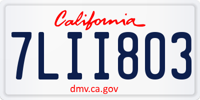 CA license plate 7LII803