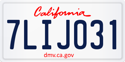 CA license plate 7LIJ031