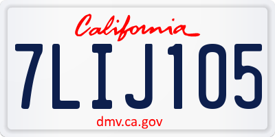 CA license plate 7LIJ105