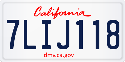 CA license plate 7LIJ118