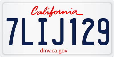 CA license plate 7LIJ129