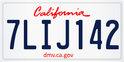 CA license plate 7LIJ142