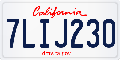 CA license plate 7LIJ230