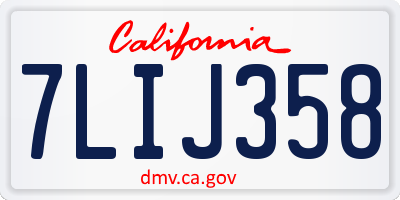 CA license plate 7LIJ358