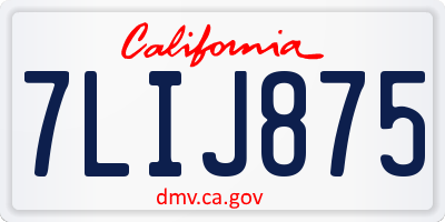 CA license plate 7LIJ875