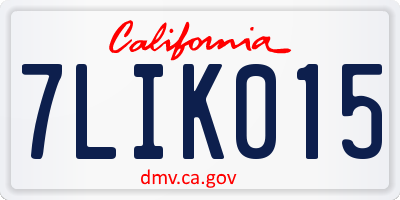 CA license plate 7LIK015