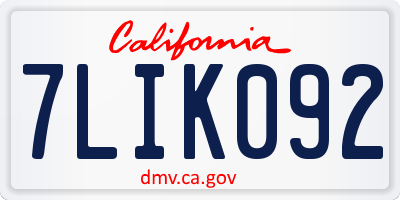 CA license plate 7LIK092