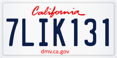 CA license plate 7LIK131