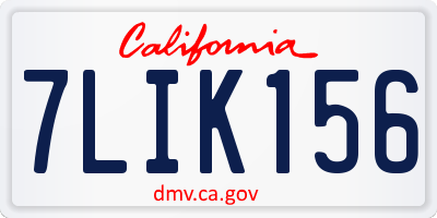 CA license plate 7LIK156