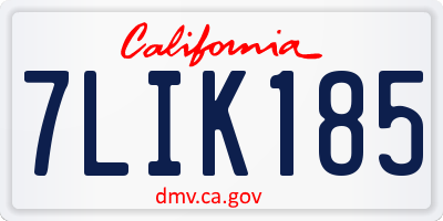 CA license plate 7LIK185