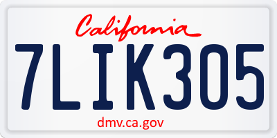 CA license plate 7LIK305