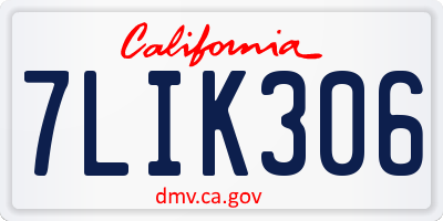 CA license plate 7LIK306