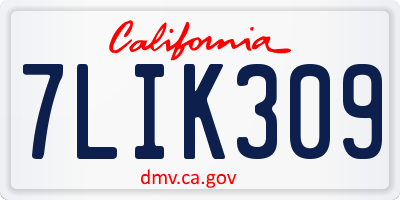 CA license plate 7LIK309