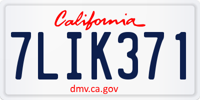 CA license plate 7LIK371