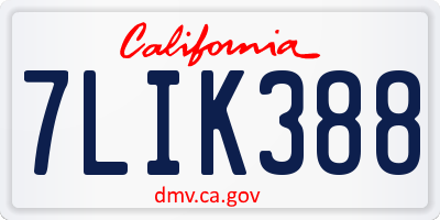 CA license plate 7LIK388