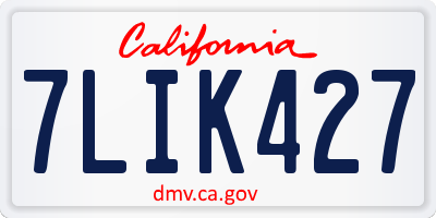 CA license plate 7LIK427